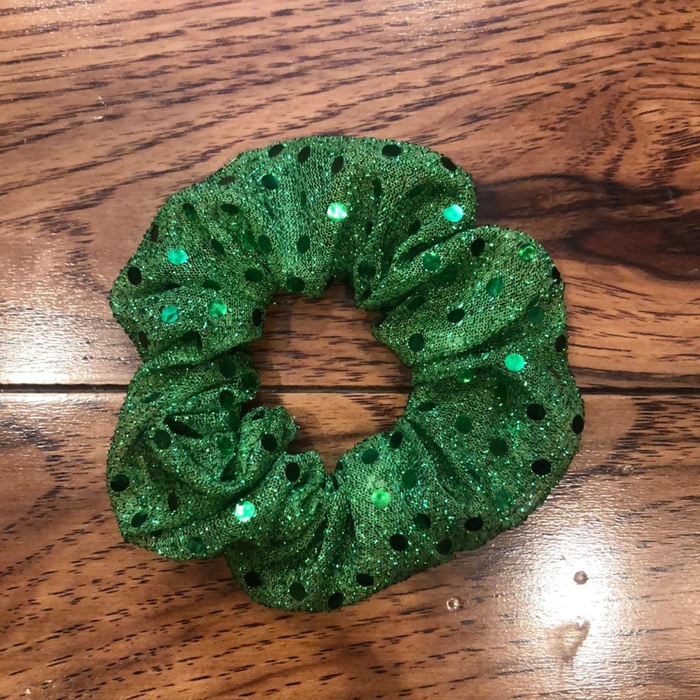 Green sequin scrunchie